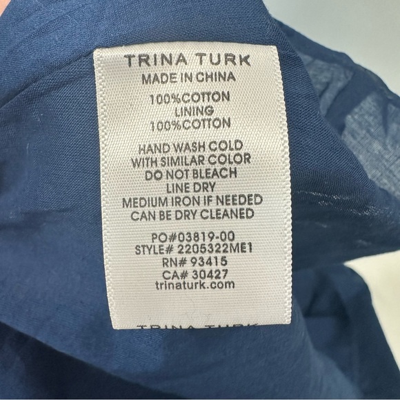 Trina Turk Women Gemma Blue lined Tiered Gathered Ruffles Maxi Dresses Sz 6 - Picture 12 of 13